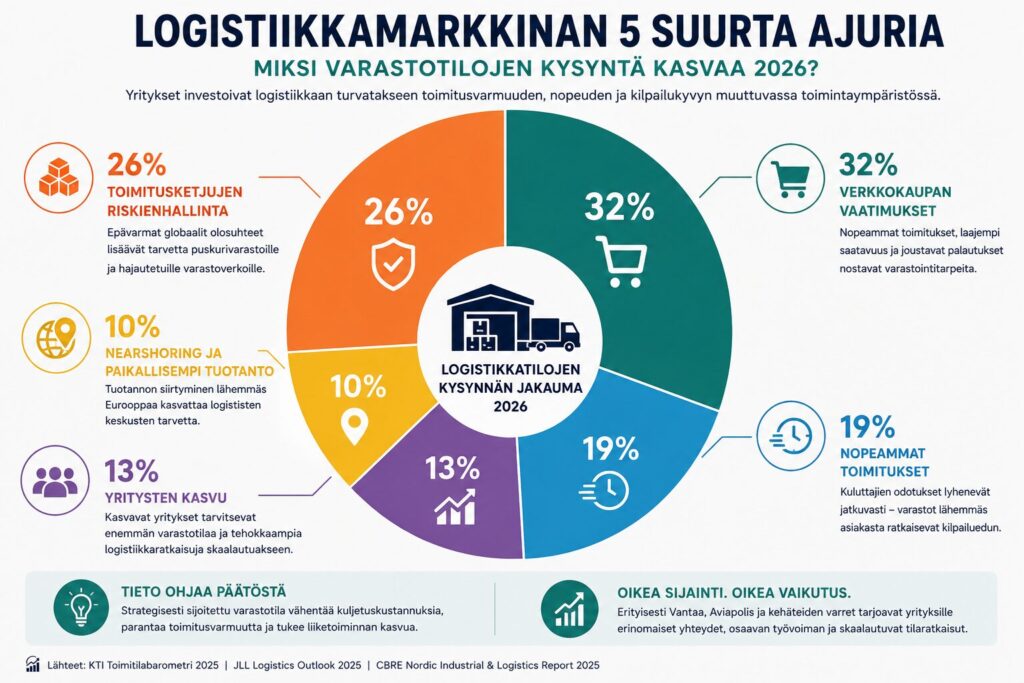 Varastotilat vantaa, mitkä ovat logistiikkamarkkinan tärkeimmät ajurit tänä vuonna