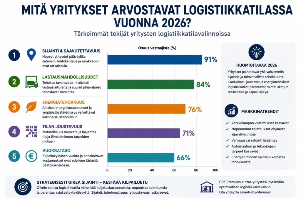 Mitä ominaisuuksia yritykset arvostavat logistiikkatilan valinnassa